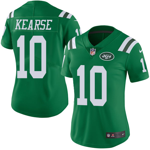 Nike Jets #10 Jermaine Kearse Green Women's Stitched NFL Limited Rush Jersey